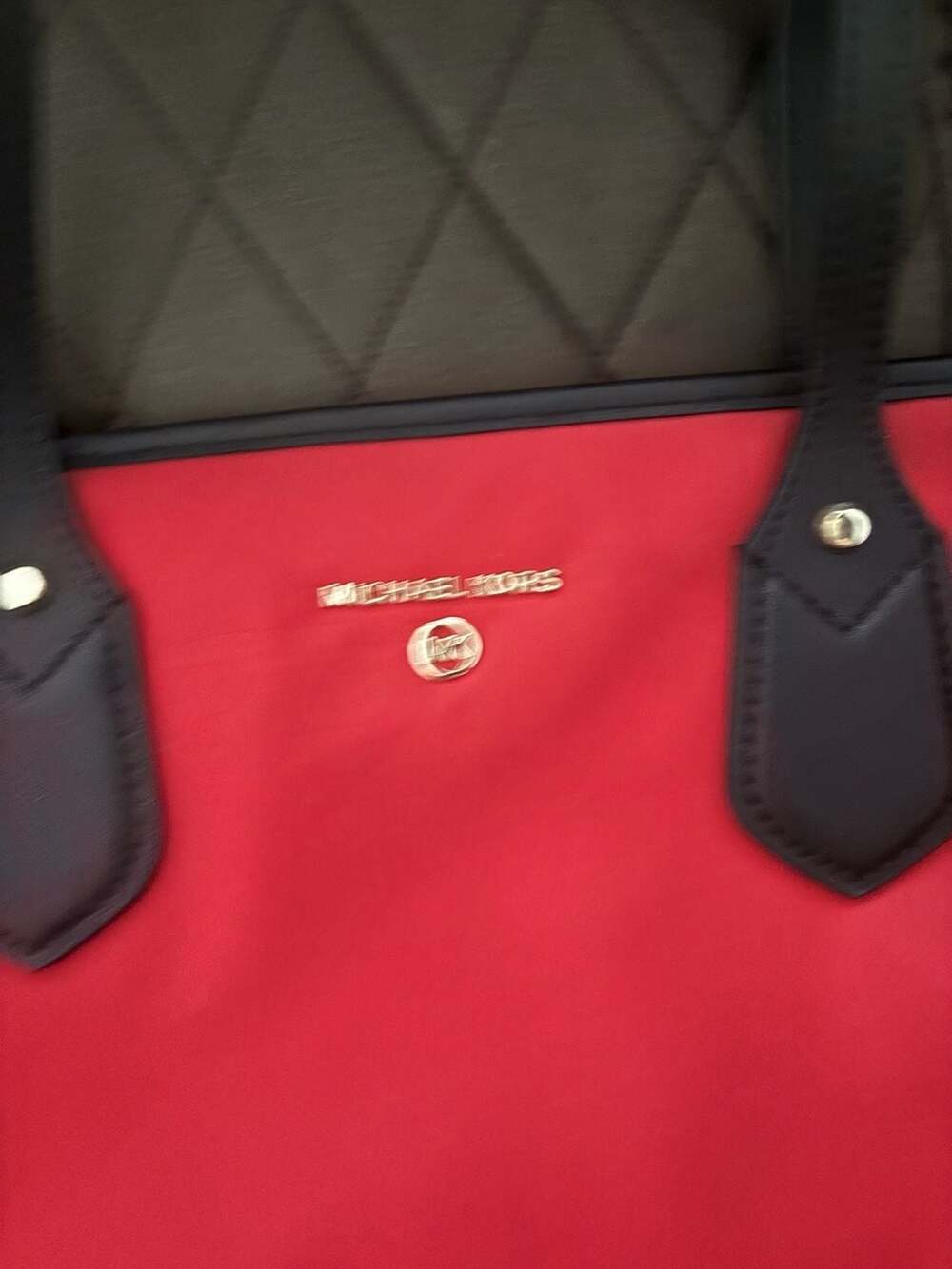 Michael Kors Eva Nylon Tote Bag in Red and Black - Picture 5 of 10